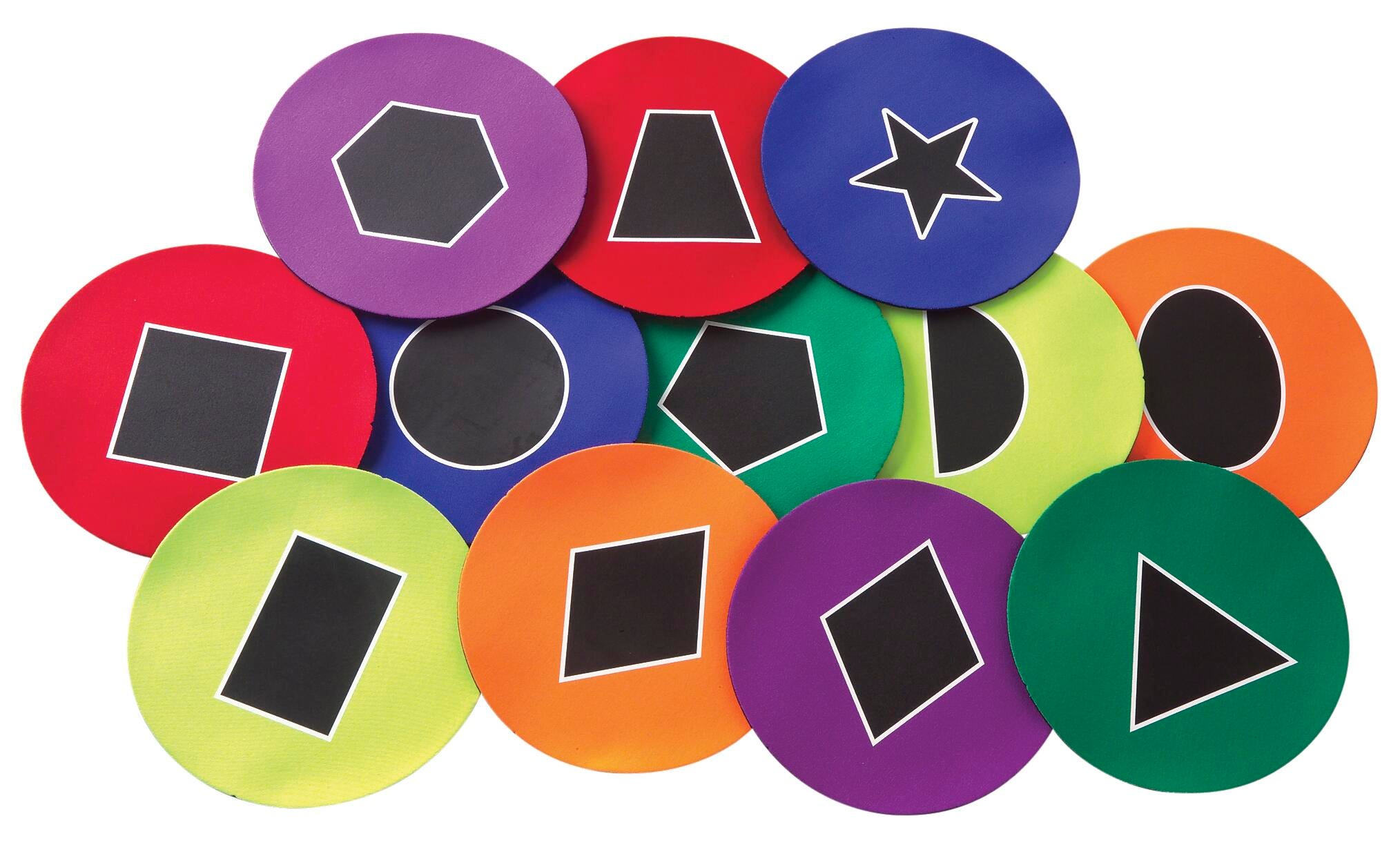 Image for FlagHouse Geometric Neoprene Shape Spot Markers, Set of 12 from School Specialty